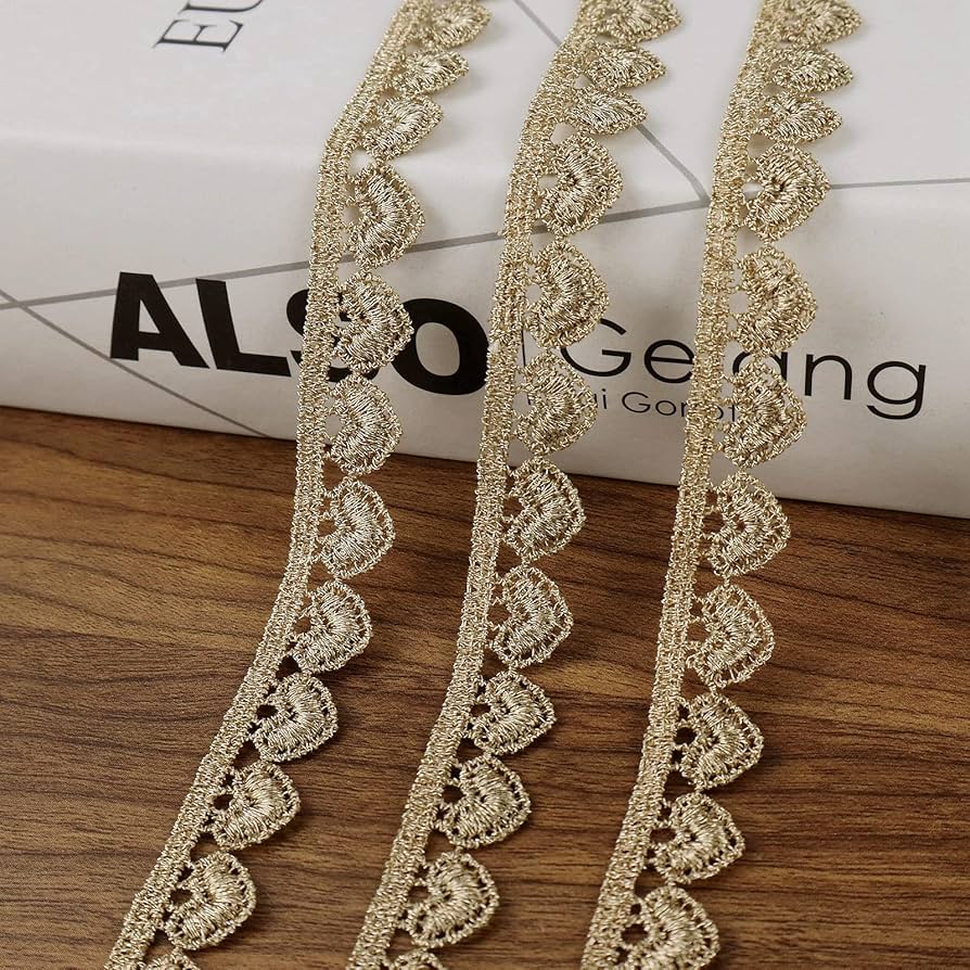 Amazon.com: ZNZAKKA Gold Lace Trim Gold Embroidery Lace